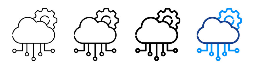 Cloud Computing Icon Multiple Outline Collection Set
