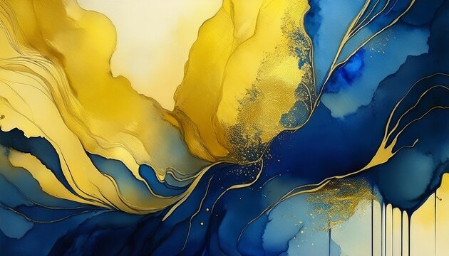 abstract watercolor gradient wallpaper from navy blue to golden yellow background