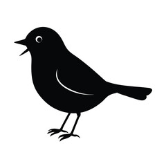 Obraz premium Black Robin silhouette vector illustration