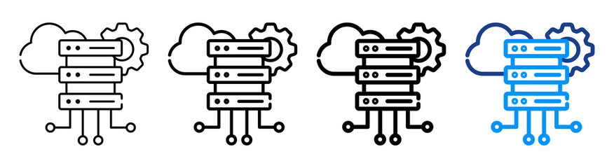 Cloud Server Icon Multiple Outline Collection Set