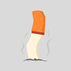 vector illustration of a cigarette being extinguished.