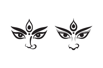 Fototapeta premium Durga eyes silhouette vector illustration
