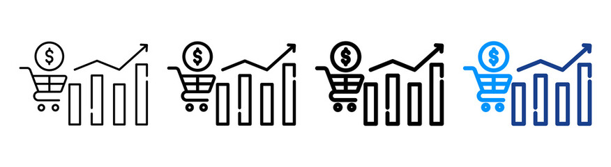 Market Trends Icon Multiple Outline Collection Set