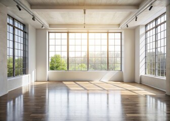 Obraz premium Bright studio interior with large window