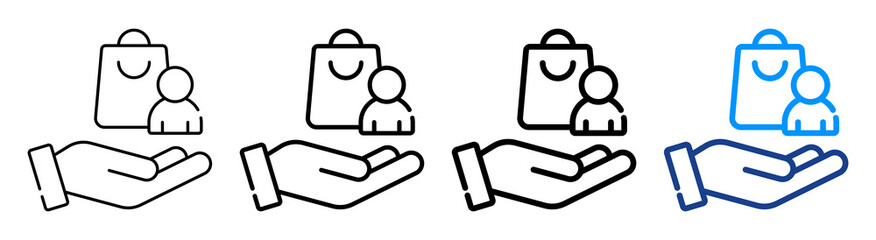 Customer Icon Multiple Outline Collection Set