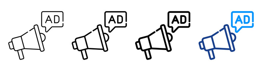 Advertising Icon Multiple Outline Collection Set