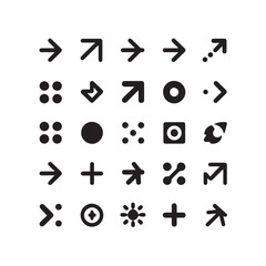 Fototapeta premium Collection of various black glyphs and symbols on white background design