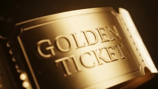 Golden ticket with text golden ticket, perfect for lottery promotions, event tickets, special offers, or exclusive access concepts. - Powered by Adobe