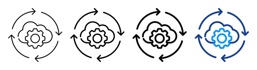 Operating Icon Multiple Outline Collection Set