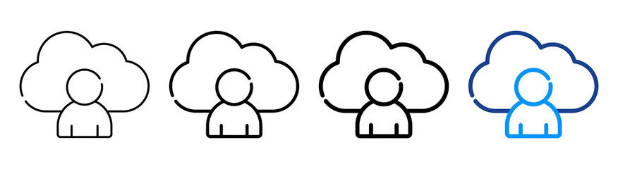 Cloud User Icon Multiple Outline Collection Set