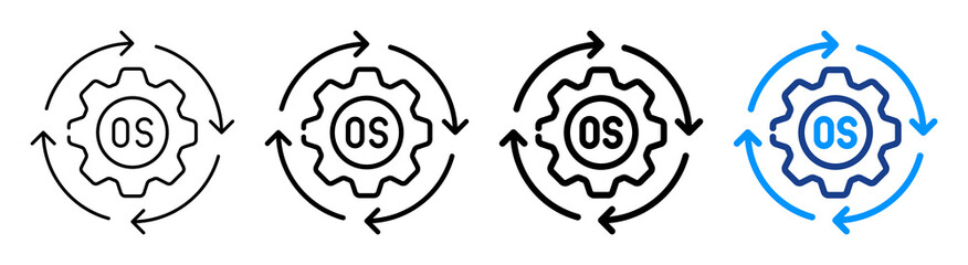 Operating System Icon Multiple Outline Collection Set