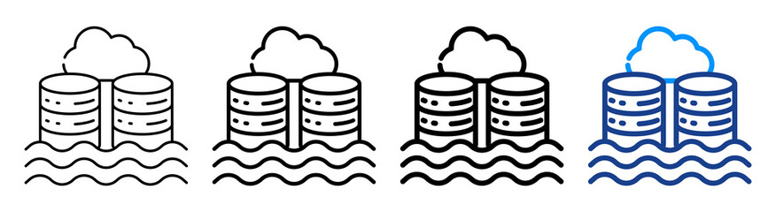 Data Lake Icon Multiple Outline Collection Set