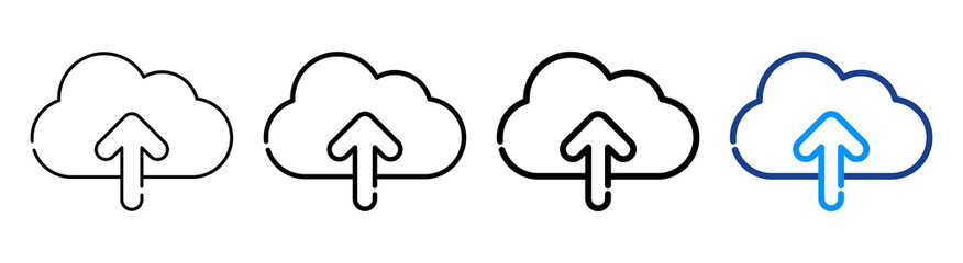 Cloud Uploading Icon Multiple Outline Collection Set