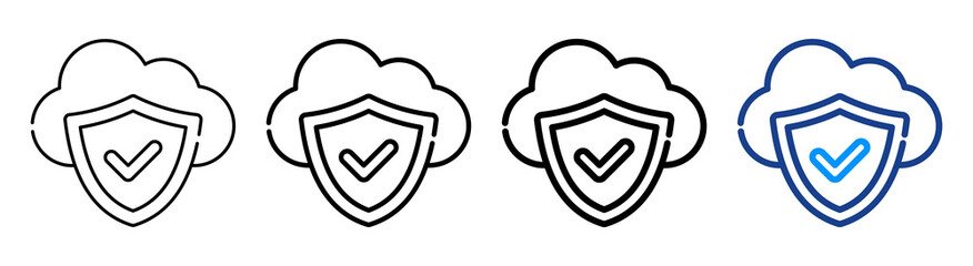 Cloud Protection Icon Multiple Outline Collection Set