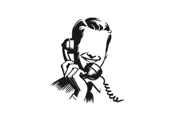 Rotary Phone hand drawn vector illustration