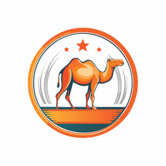 Majestic camel logo design with desert hues and star accents evoking arabian nights