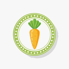 Illustrated Carrot Surrounded by Decorative Green Circle with Stars and Dots
