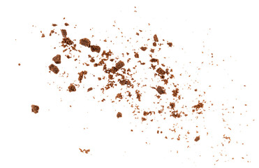 brown cookies crumbs flying, pile of cake, cookies flying, grunge graphic overlay isolated element