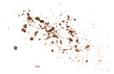 brown cookies crumbs flying, pile of cake, cookies flying, grunge graphic overlay isolated element