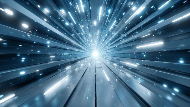 Futuristic Glowing Tunnel with Bright Light Motion, Depth, and Perspective in Mesmerizing Journey