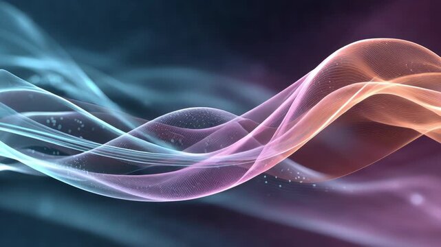 Holographic Waves in Transparent Tech Style Create Smooth, Flowing Movement and Mesmerizing Abstract Visuals