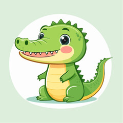 Charming Cartoon Crocodile Illustration: A Delightful Mascot for Children's Content and Educational Resources