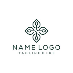 simple leaves pattern logo design vector