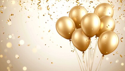 Celebration background with confetti and gold balloons