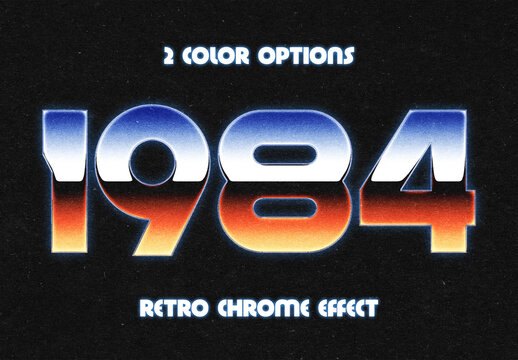 Retro Wave Chrome Text Effect Mockup