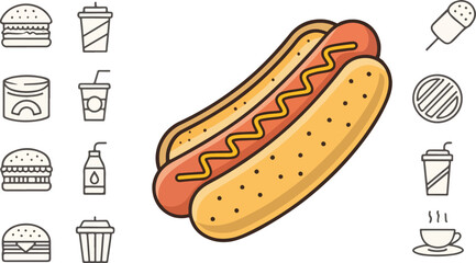 Set of Hotdog vector design in white background, Hot dog logo design