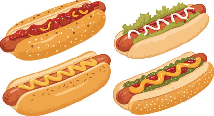 Hot dog vector design in white background, Hot dog logo and design