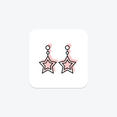Fototapeta premium Silver Star Earrings, vector, pixel perfect, illustrator file