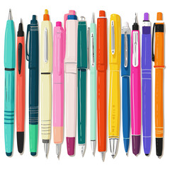 A collection of colorful pens and pencils Vector