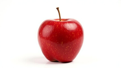 A Vibrant Red Apple with Glossy Skin and a Stem, Symbolizing Freshness and Health