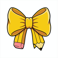 Yellow Pencil Bow Illustration