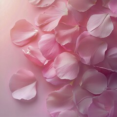 Obraz premium Flower festival petals on pastel pink to white gradient background