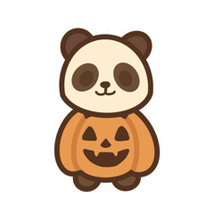 Panda wearing pumpkin costume for Halloween