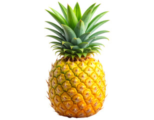 Fototapeta premium Whole Yellow Pineapple with Leafy Top Isolated PNG