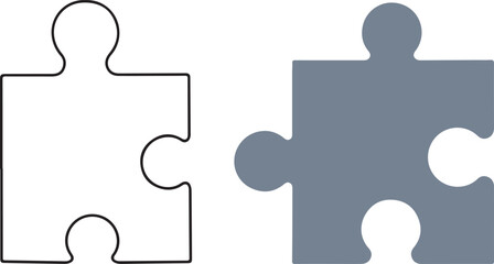Obraz premium Puzzle Piece. Pieces illustration. Jigsaw icon. Outline graphic. Gray scale puzzle.
