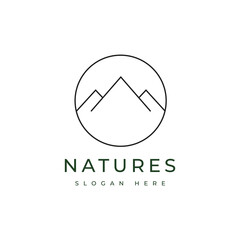 Mountain outdoor adventure minimalist logo design vector
