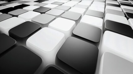 Fototapeta premium Abstract Black and White Tile Pattern Background, Modern Geometric Texture with Perspective, Monochrome Design