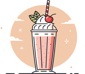 Milkshake illustration vector design, Milkshake logo and icon design