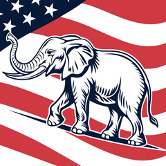 elephant American flag printed style.
