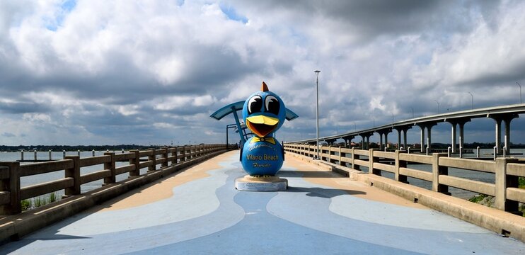 duck statue at fishing pier Vilano Beach, Florida