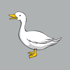 duck cartoon illustration design. farm animal sign and symbol.