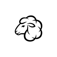 Sheep Head Logo - Minimalist Vector Illustration 