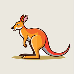 Fototapeta premium Cartoon Kangaroo Illustration with Bold Outline and Warm Color Palette in Vector Format