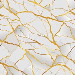 Fototapeta premium White Marble Texture with Gold Veins Seamless Background