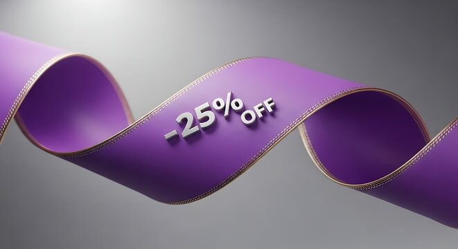 Stunning Purple Ribbon with a 25% Off Discount for Promotions