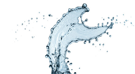 Crystal-clear water splash frozen mid-motion, a pristine column with droplets against a transparent background with backlighting. Concept of dynamic precision and innovation